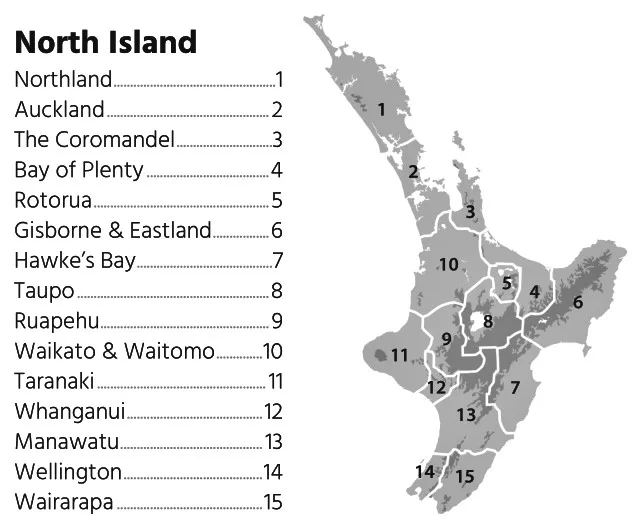 North Island New Zealand Map - Day Tours